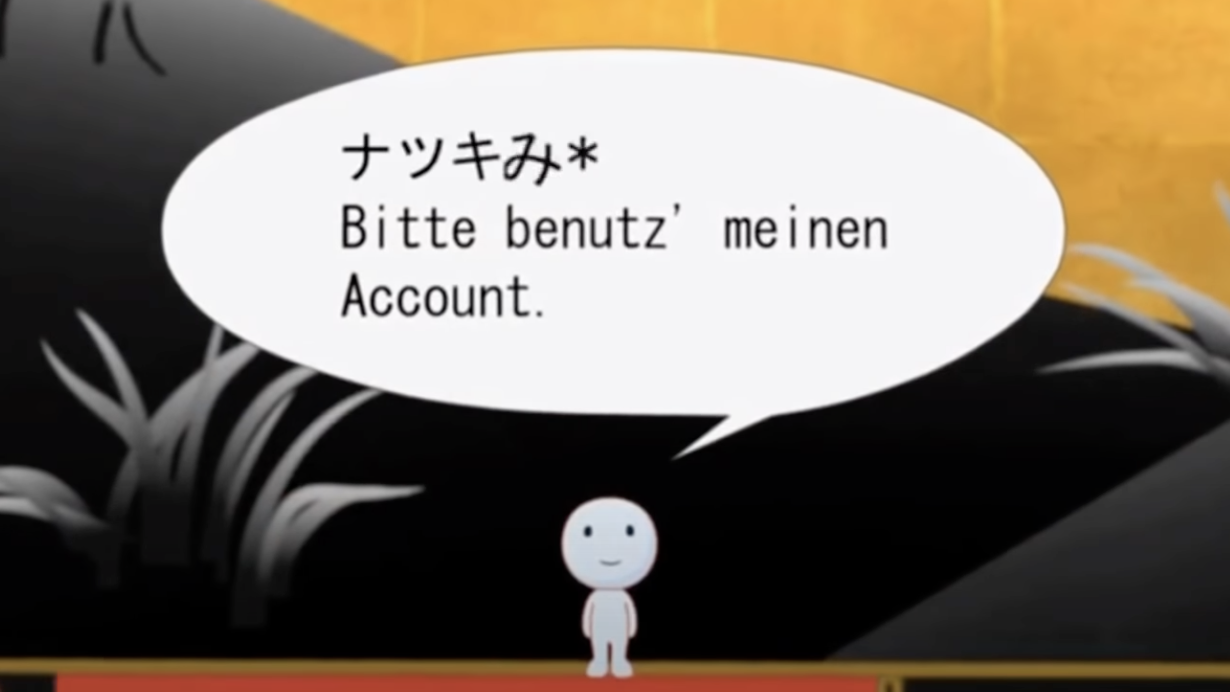 Un avatar s'exprimant en allemand et étant immédiatement traduit dans l'interface